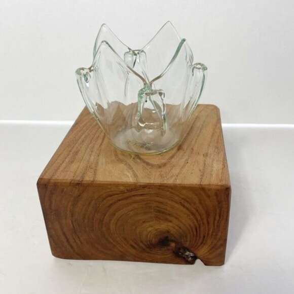 Vintage Biedermann Clear Glass Folded Handkerchief Votive Glass - Picture 3 of 6